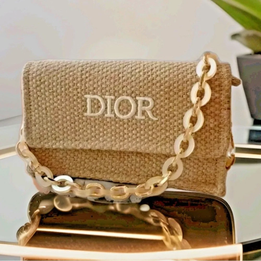 Dior Raffia Straw Bag Acrylic shoulder strap - Picture 1 of 13
